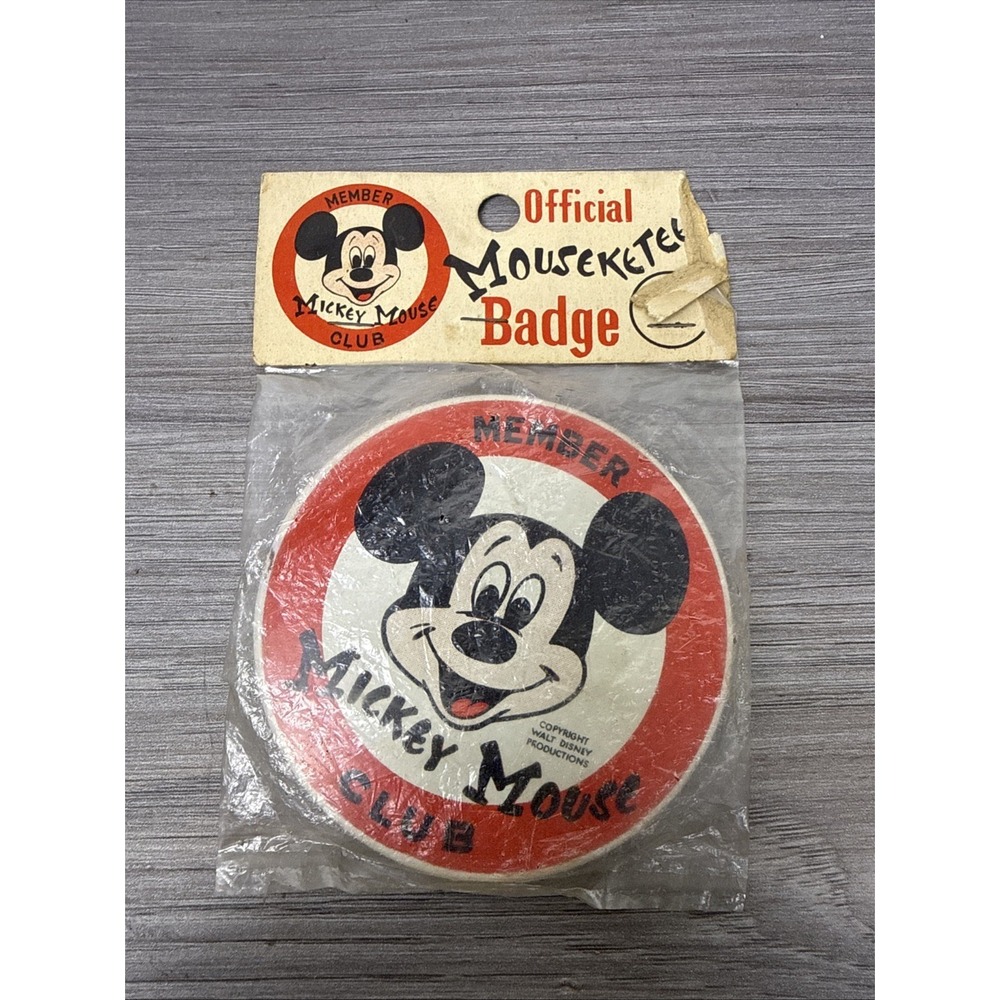 Vintage 1970s Mickey Mouse Club Member Button Pin Walt‎ Disney 3.5"